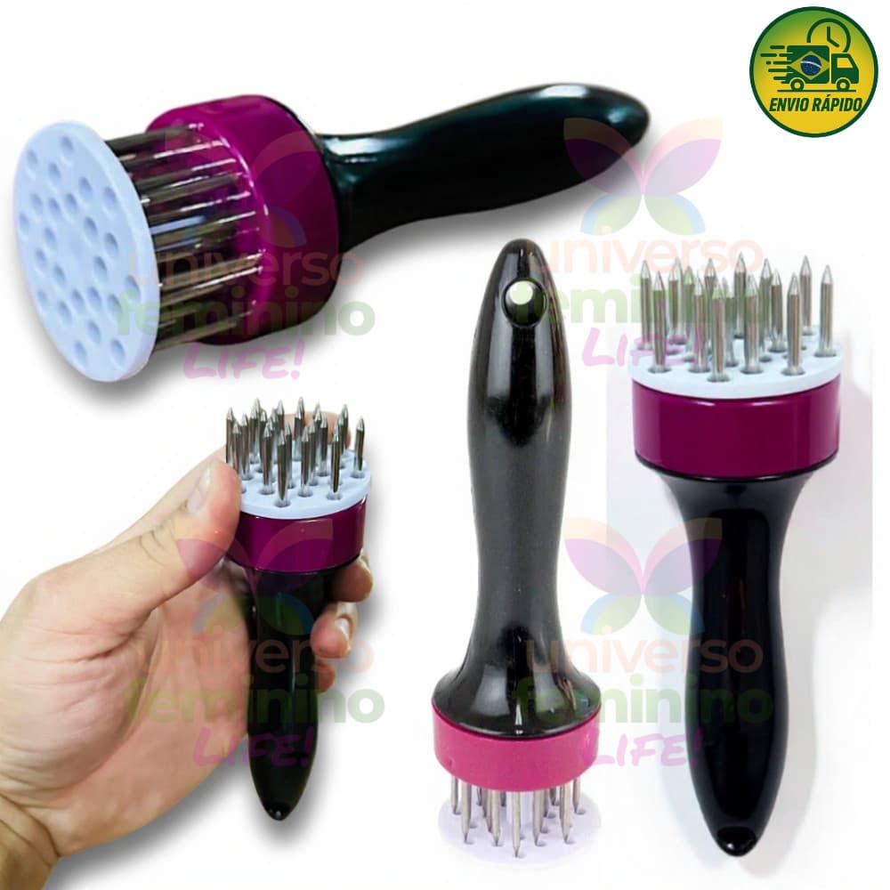 Amaciador Batedor de Carne Inox Com Furador 18cm