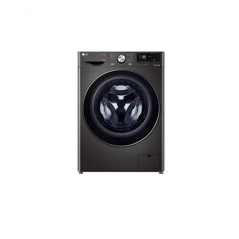 Máquina de lavar e secar roupa LG Smart VC2 14kg aço escovado preto
