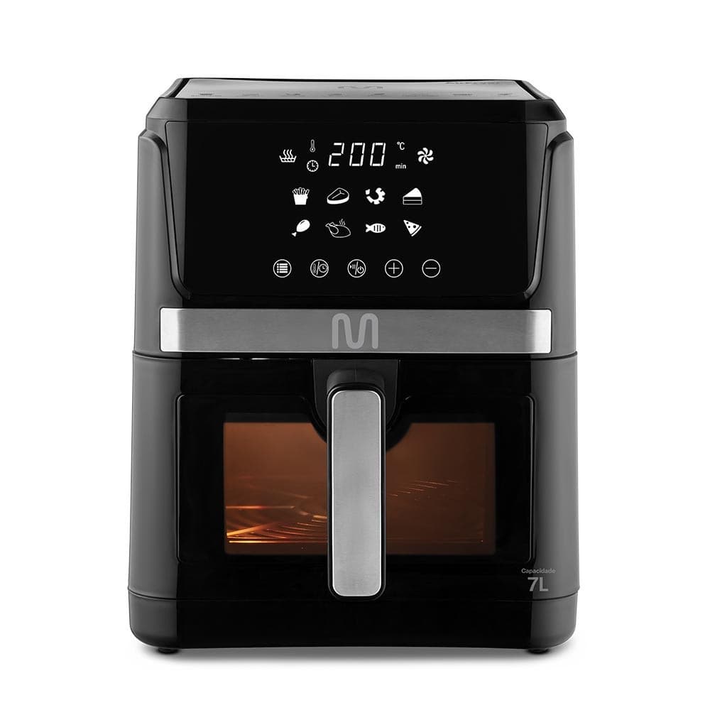 Fritadeira Elétrica sem óleo Air Fryer 7L com Visor Gourmet 1800W 220V Preta Multi Home - GO224