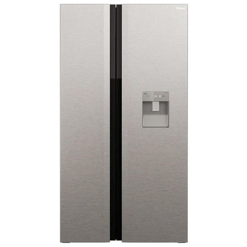 Refrigerador side by side Philco 486L inox com dispensador de água e gelo