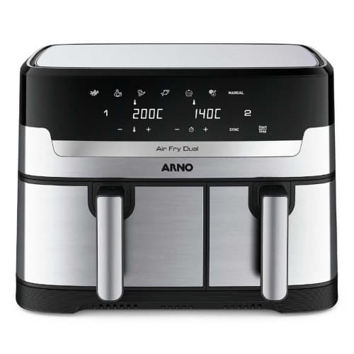 Fritadeira elétrica Arno AFD2 sem óleo Air Fryer Dual 8,3L, preto e prata
