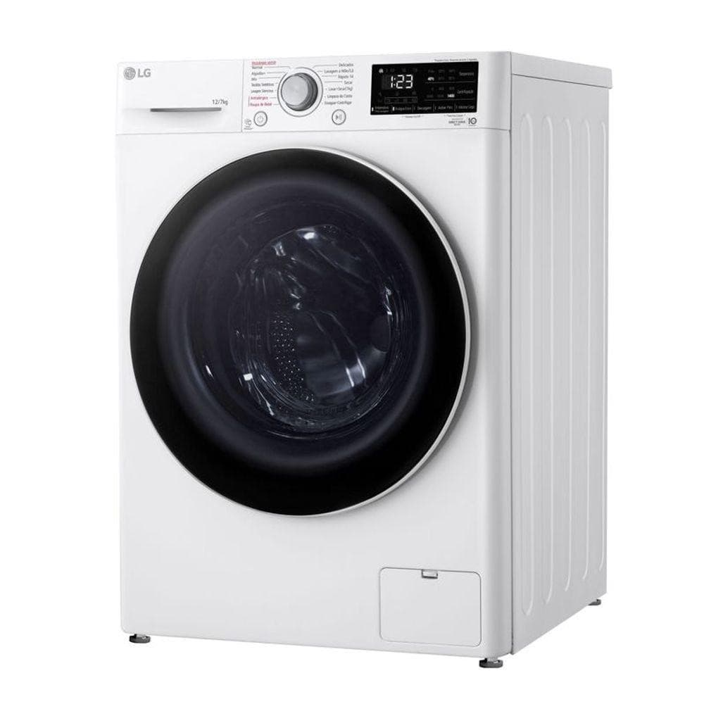 Máquina de lavar e secar roupas LG branca com inteligência artificial, 12kg, 110V