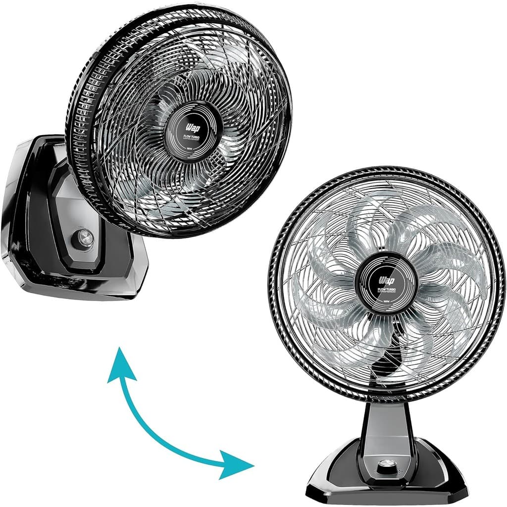 Ventilador de mesa e parede Wap 8 pás 50cm, 127V/180W, preto e cinza