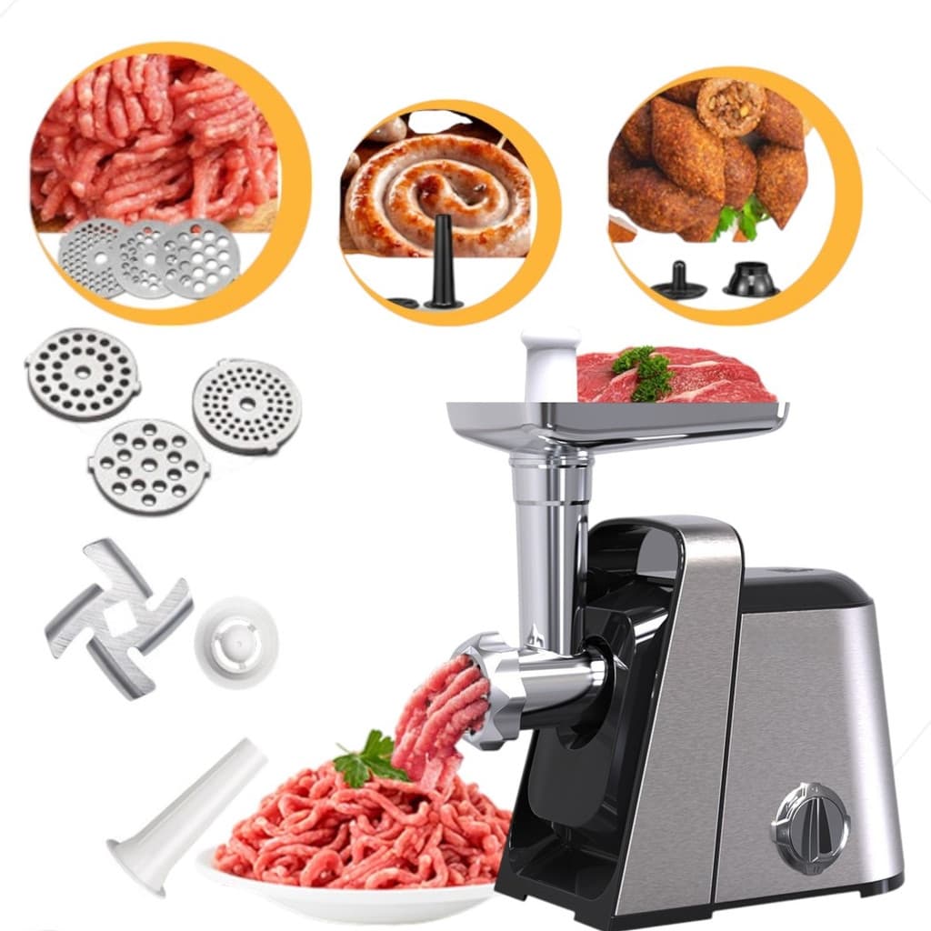 Moedor de carne elétrico profissional 1000W com acessórios de moagem