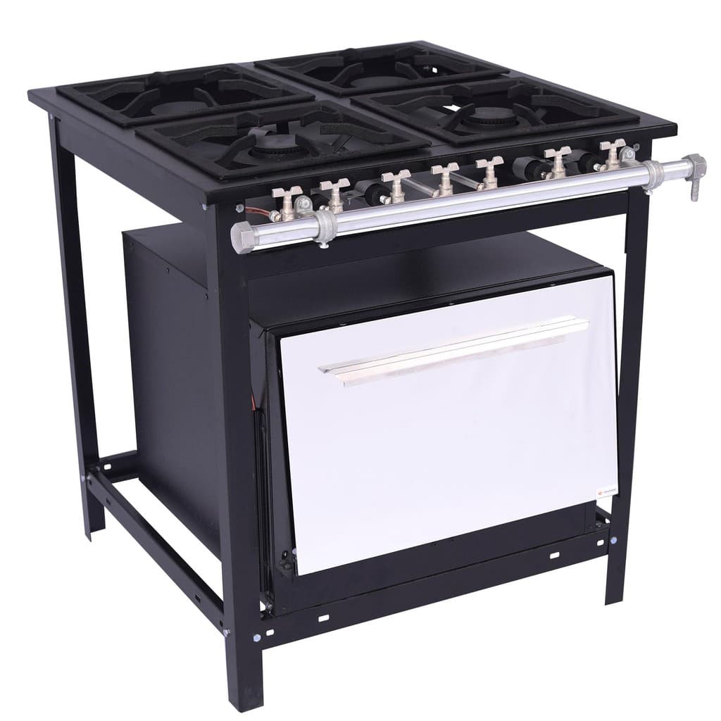 Fogão Industrial Venâncio 4 Bocas com Forno Extra E4d2f - Preto com Forno Branco