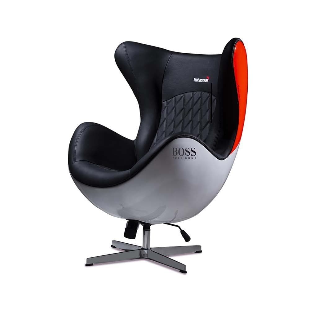 Poltrona Decorativa Egg Chair MP4 SN 88 Branco/Vermelho G53 - Gran Belo
