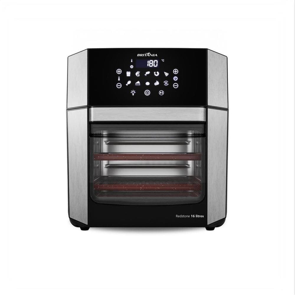 Fritadeira elétrica Britânia Oven BAF16A 4 em 1, capacidade 16 litros, aço inoxidável, preto, controles digitais