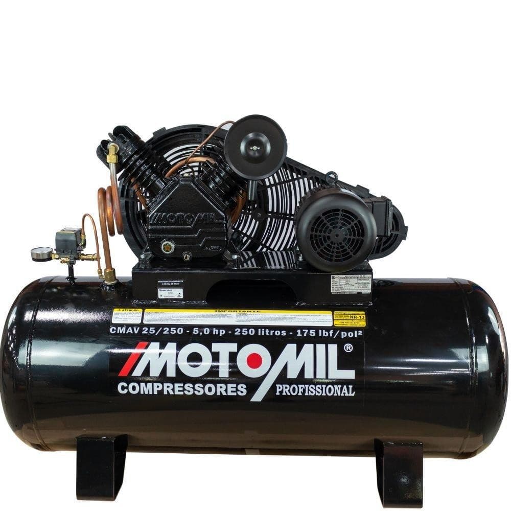Compressor de ar trifásico Motomil 250 litros 175 lb/pol²