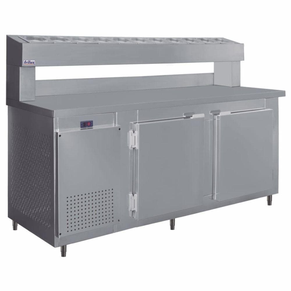 Balcão Condimentado 2 Portas RF041 Frilux, 500 litros, inox, refrigerado