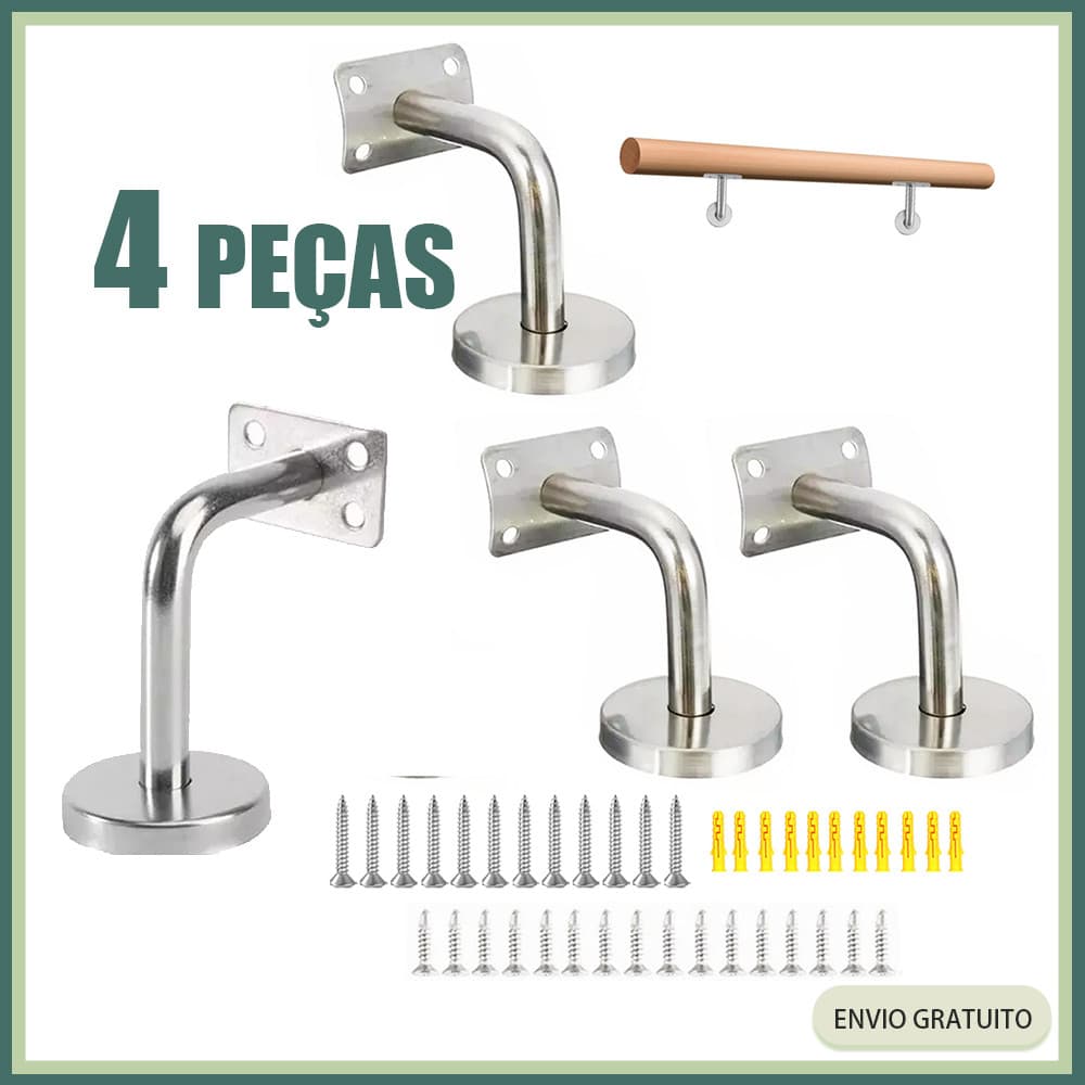 Kit 4 Suportes de Parede Aço Inoxidável 304 Corrimão Escada Acessórios Fixação