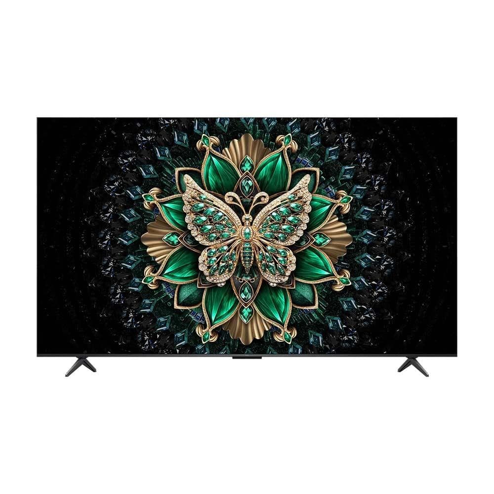 Smart TV TCL 55C6K MiniLED QLED Google TV 4K 120Hz 55 polegadas com imagem de borboleta verde e dourada