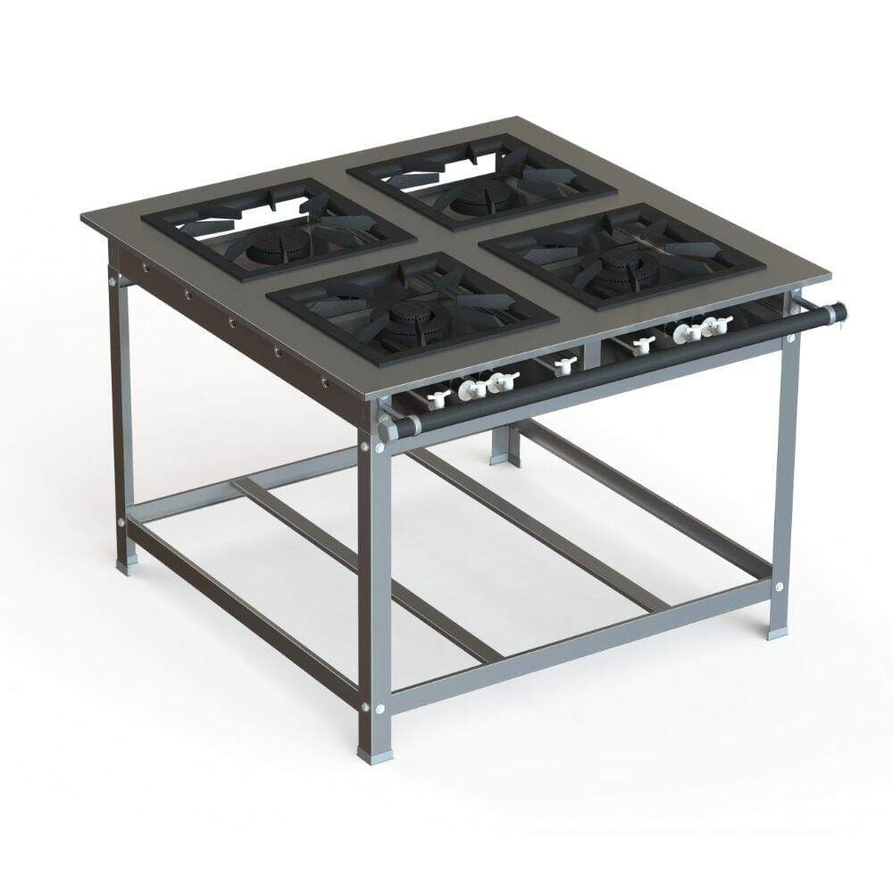 Fogão Industrial Inox 40x40 P10 4 Bocas Baixa Pressão JS Martins
