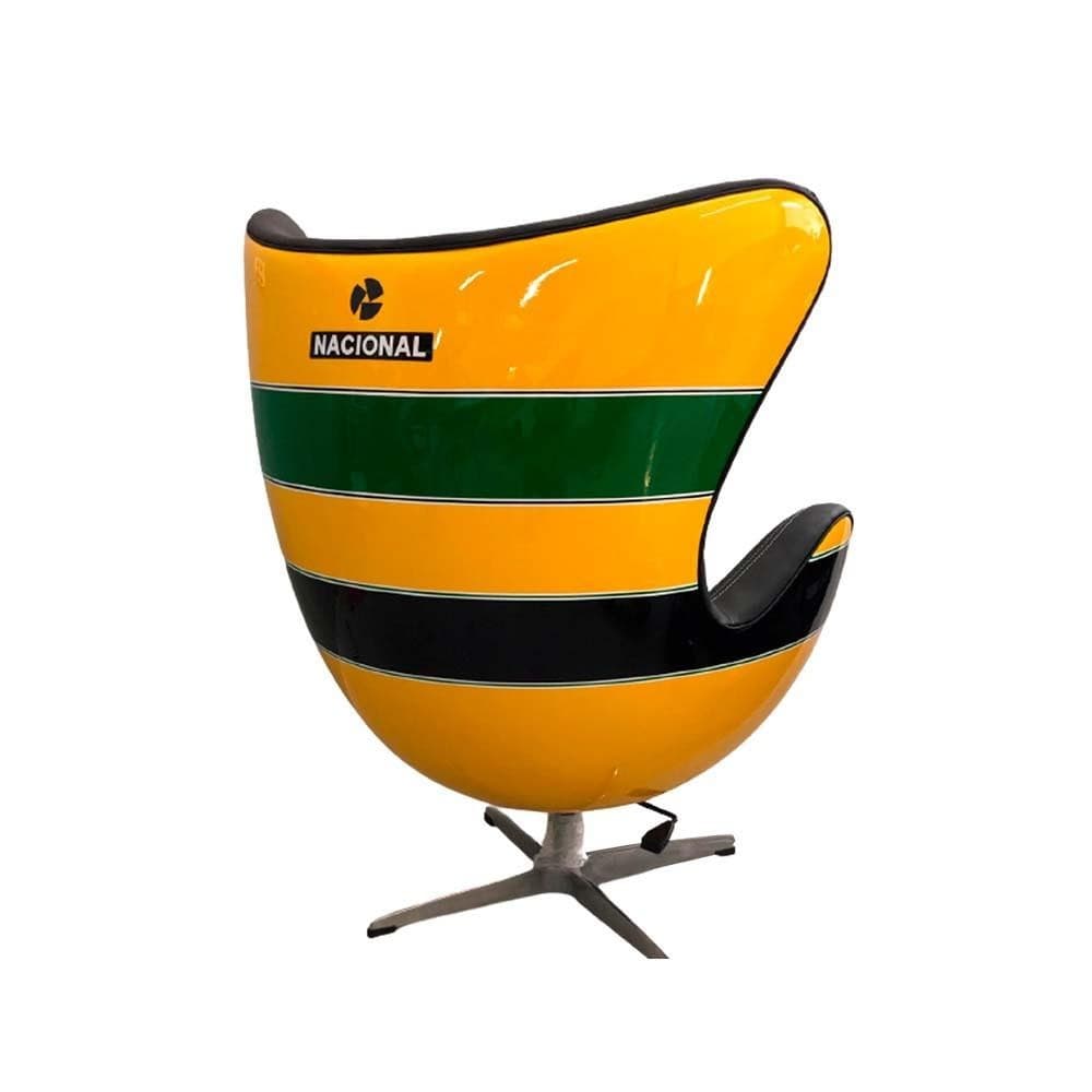 Poltrona Decorativa Egg Chair Capacete Nacional Senna Verde/Amarelo G53 - Gran Belo