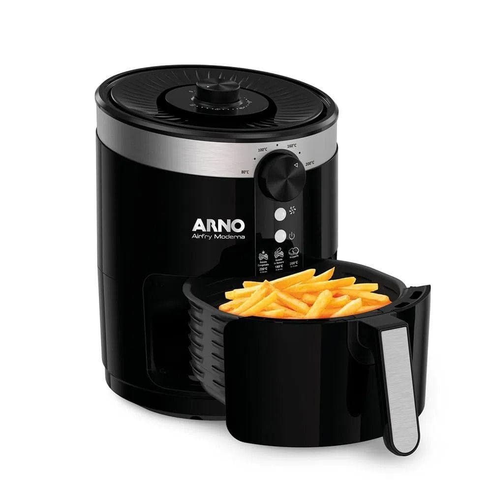 Fritadeira Elétrica sem Óleo Arno Moderna 3,5L Preta PFRY EY1208B1 127V com cesta de batatas fritas