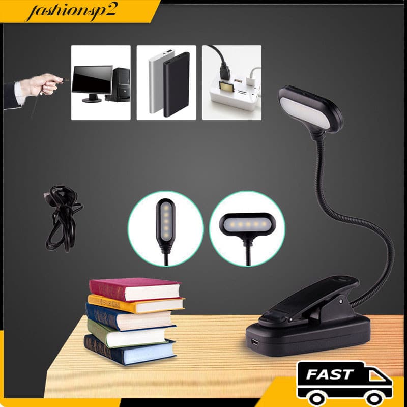 Mini Luminária Flexível Para Leitura Noturna Led Grampo Clip Mesa Livro