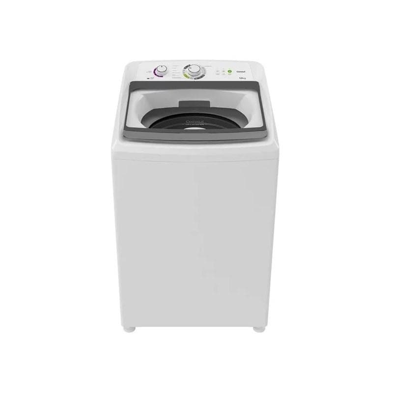 Máquina de lavar automática branca Consul 12kg, controles digitais, fundo branco