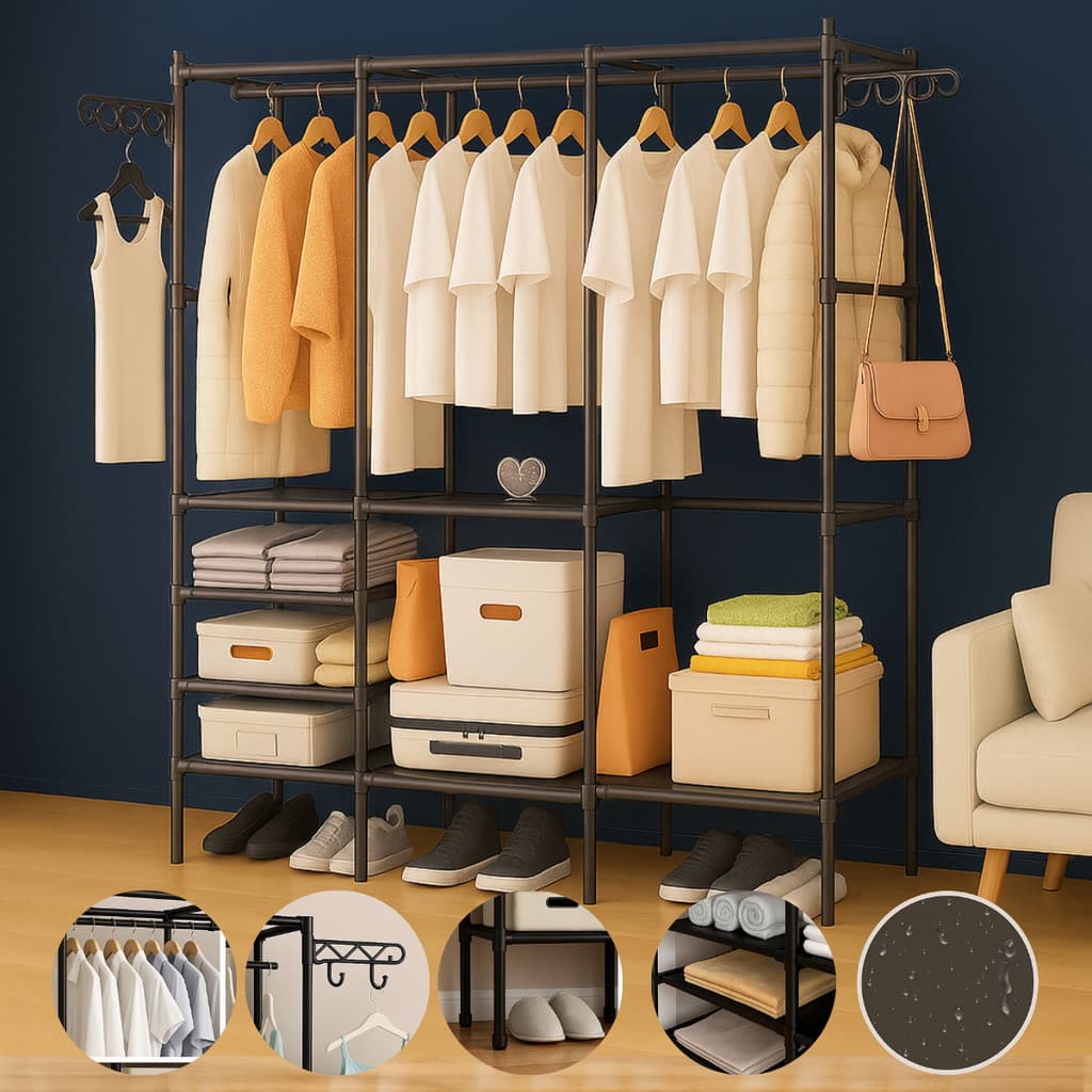 Guarda Roupa Closet Arara Multifuncional Organizador De Roupas Com Sapateira Guarda Roupa Portatil