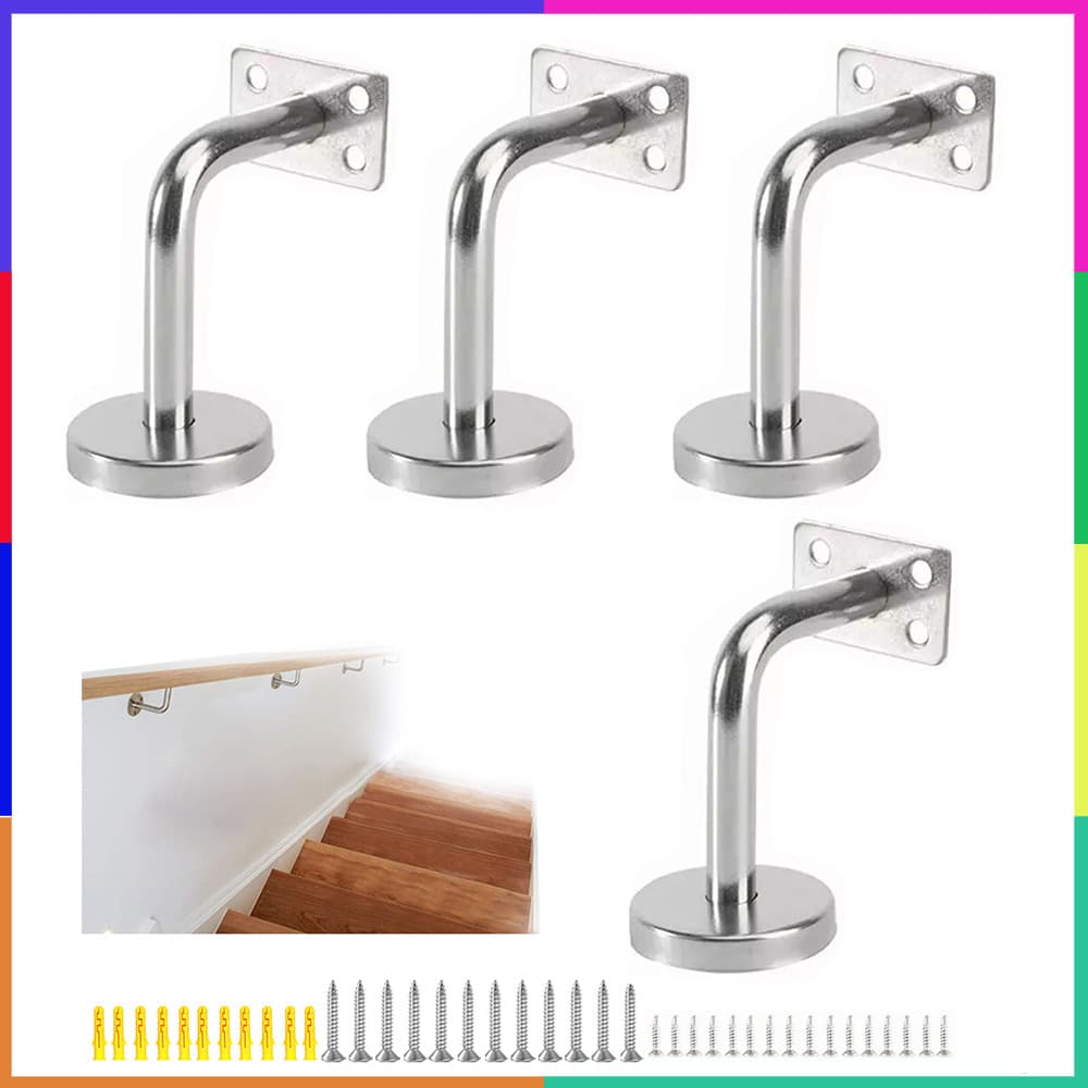 4 peças Suportes para corrimão de escada de aço inoxidável com placa de fixação