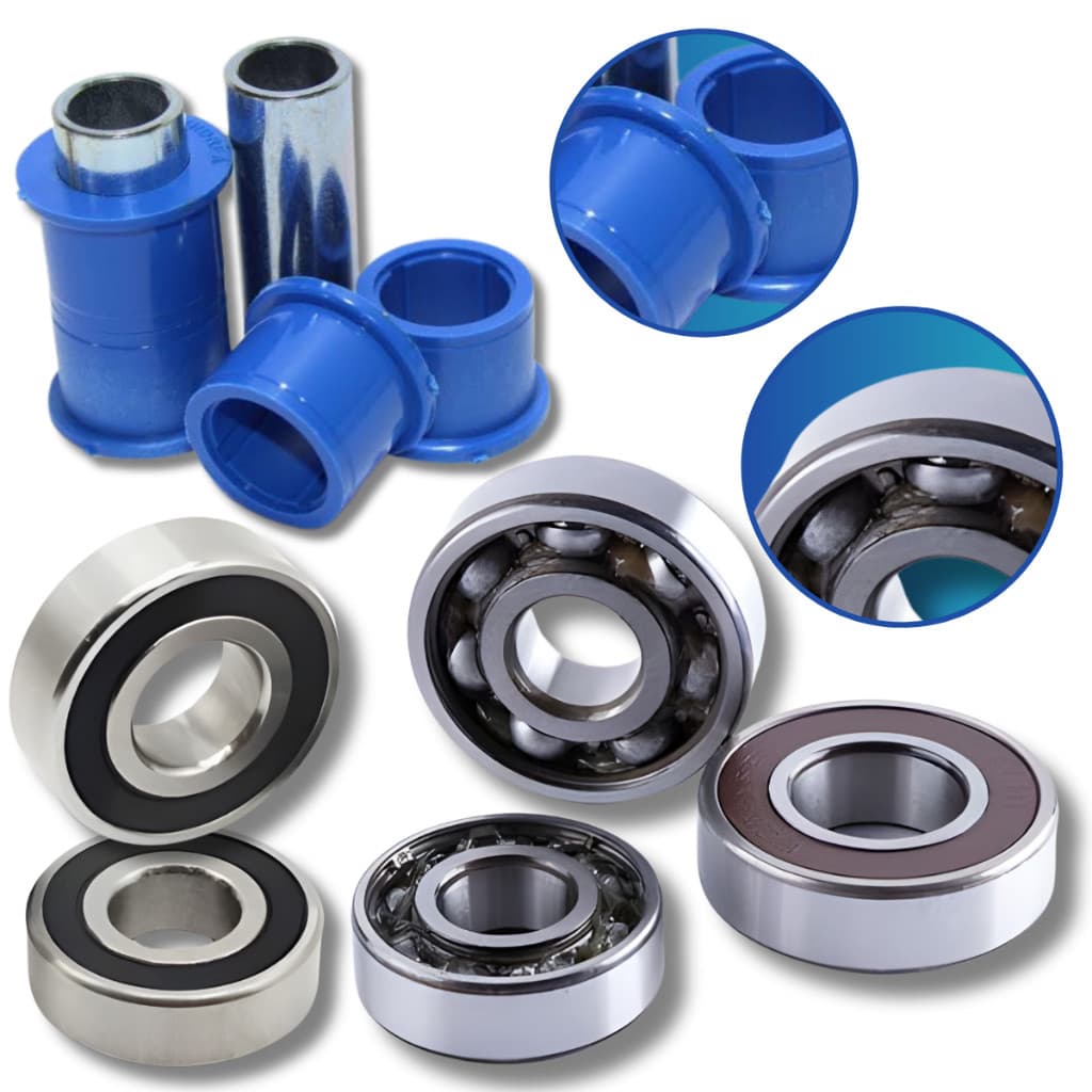 Kit de rolamentos para motocicleta Titan 125 com rolamentos dianteiros e traseiros e buchas da balança.
