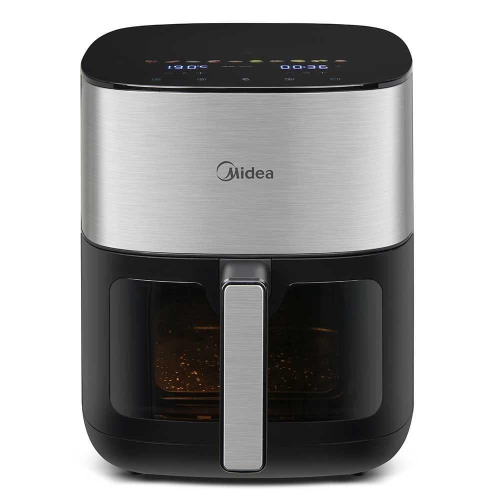 Fritadeira Midea Smart Chef Pro Preto e Inox - MAD600G com tela digital e botão central