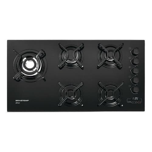 Cooktop a gás Brastemp 5 bocas vidro preto, 85x46cm, bivolt