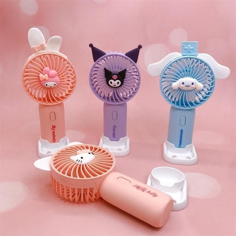 Sanrios Hello Kitty Desktop Pequeno Ventilador Kuromi Cartoon Mini ventilador portátil super vento portátil TOP!