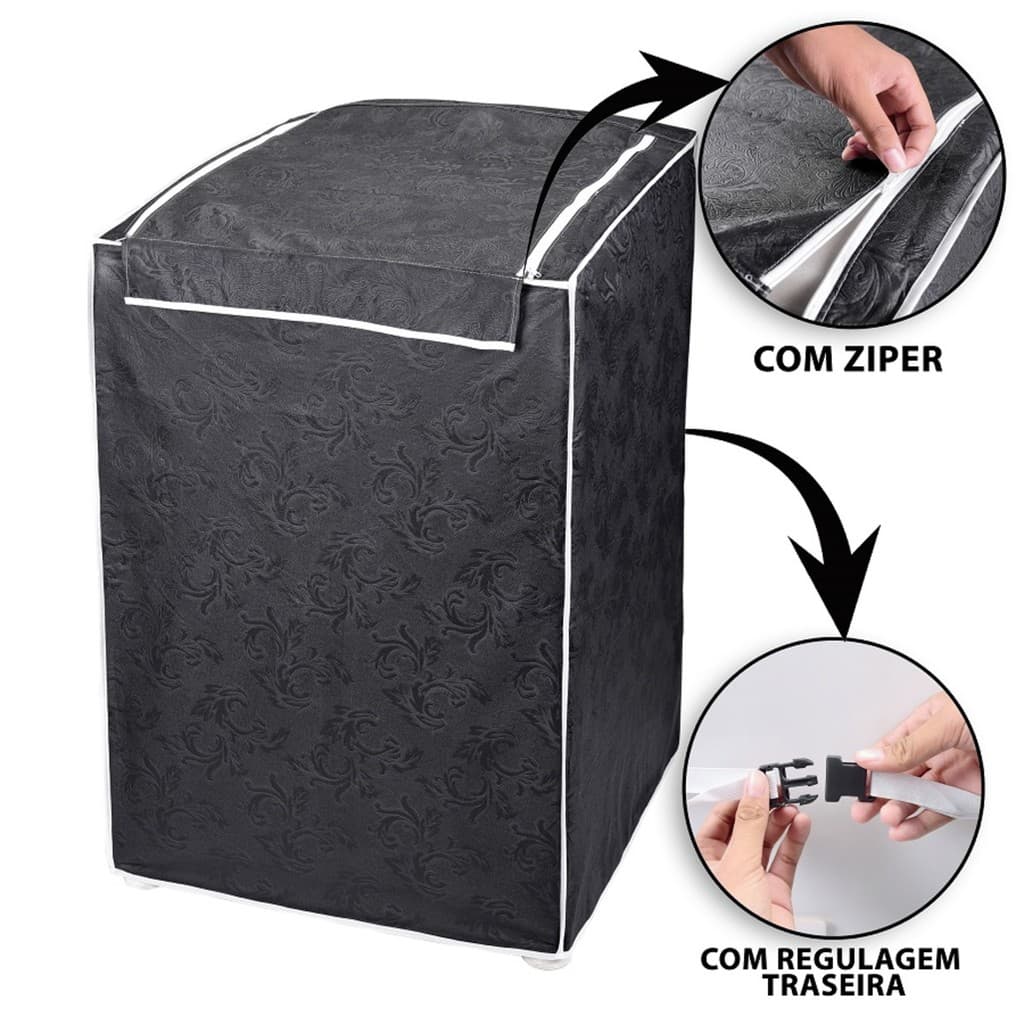 Capa Maquina de Lavar Roupas 7kg a 9kg Corino Resistente P - Chumbo