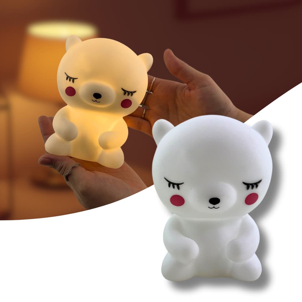 Luminária Infantil Ursinho 3D abajur Noturno Mesa quarto decoração infantil branco urso bebê