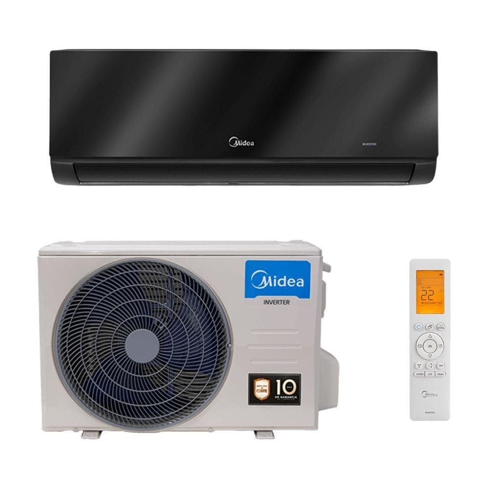 Ar Condicionado Split Hi Wall Save Connect Midea 18.000 Btus, preto e branco, com controle remoto
