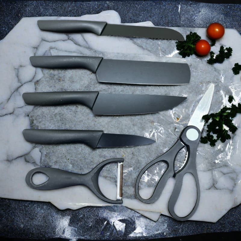 Conjunto de utensílios de cozinha antiaderente de aço inoxidável de 6 peças