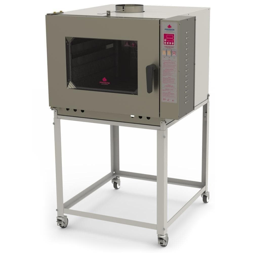 Forno de padaria turbo a gás Progás PRP-5000 com 5 esteiras e base com rodas
