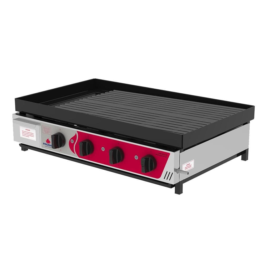 Chapa Grill Industrial Progás 80cm Aço Inox Preto Esmaltado