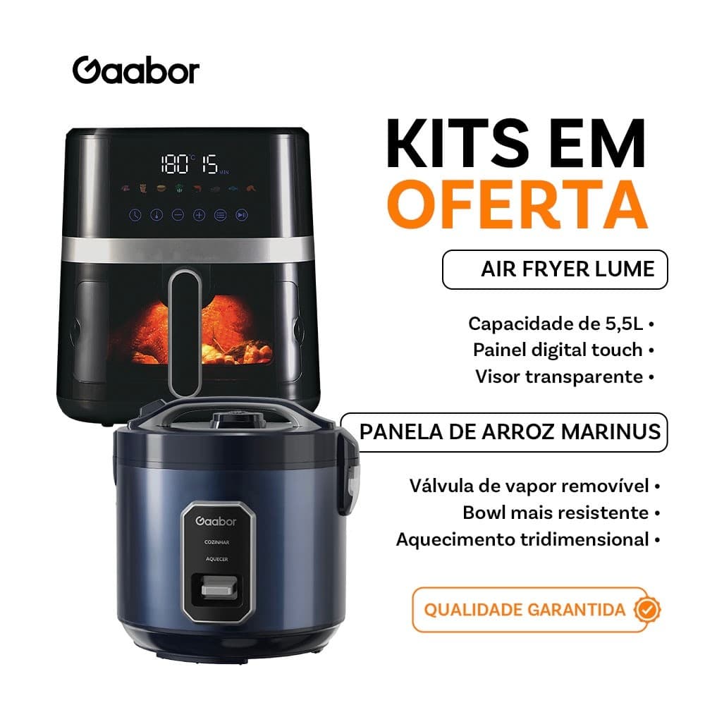 Combo fritadeira elétrica e panela de arroz Gaabor com oferta especial