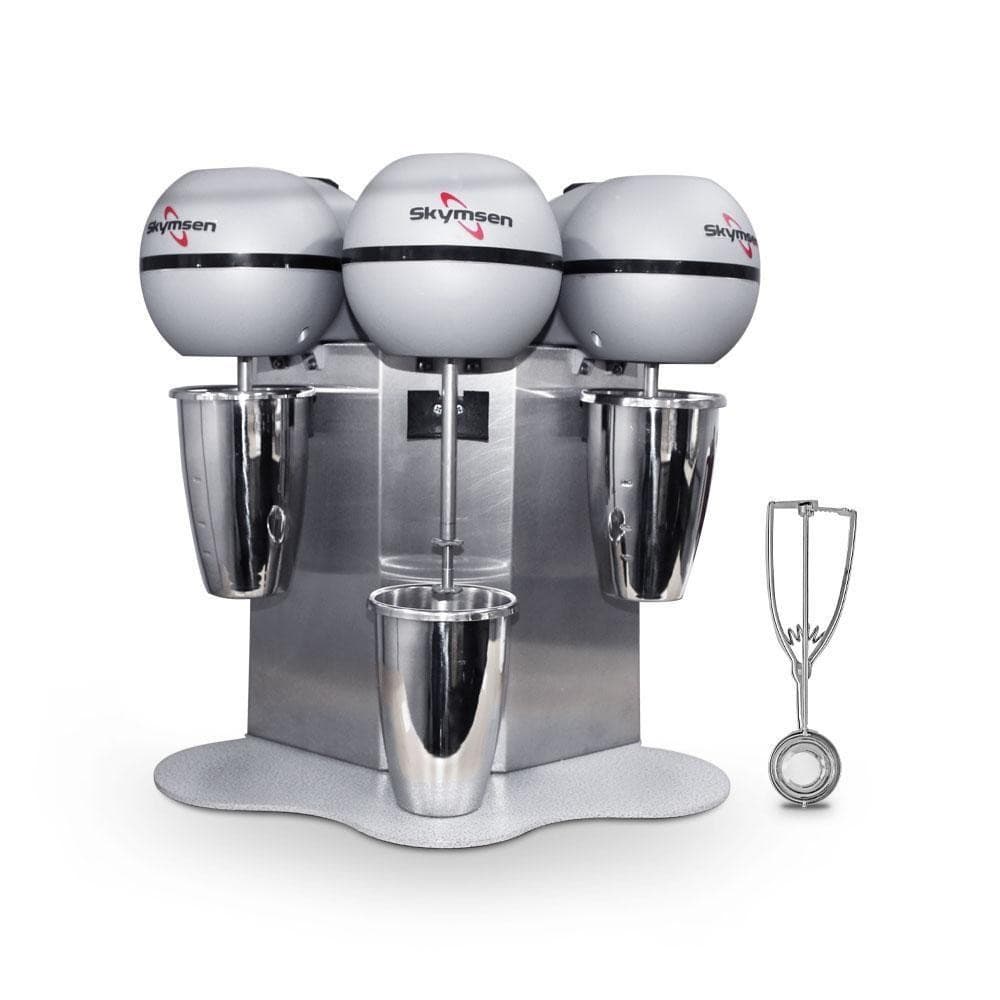 Batedor De Milk Shake 3 Copos 0,8l Profissional Inox Bms-3 127v + Concha De Sorvete Extrator 127v