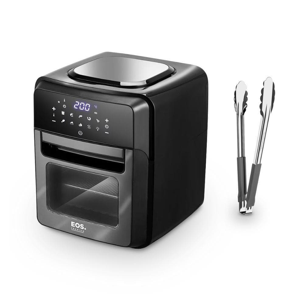 Fritadeira sem óleo EOS com display digital e pegador inox, em fundo branco.