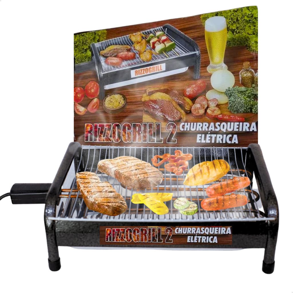 Churrasqueira Elétrica de Mesa Rizzogrill 2 Gourmet Anti-fumaça com Bandeja Removível