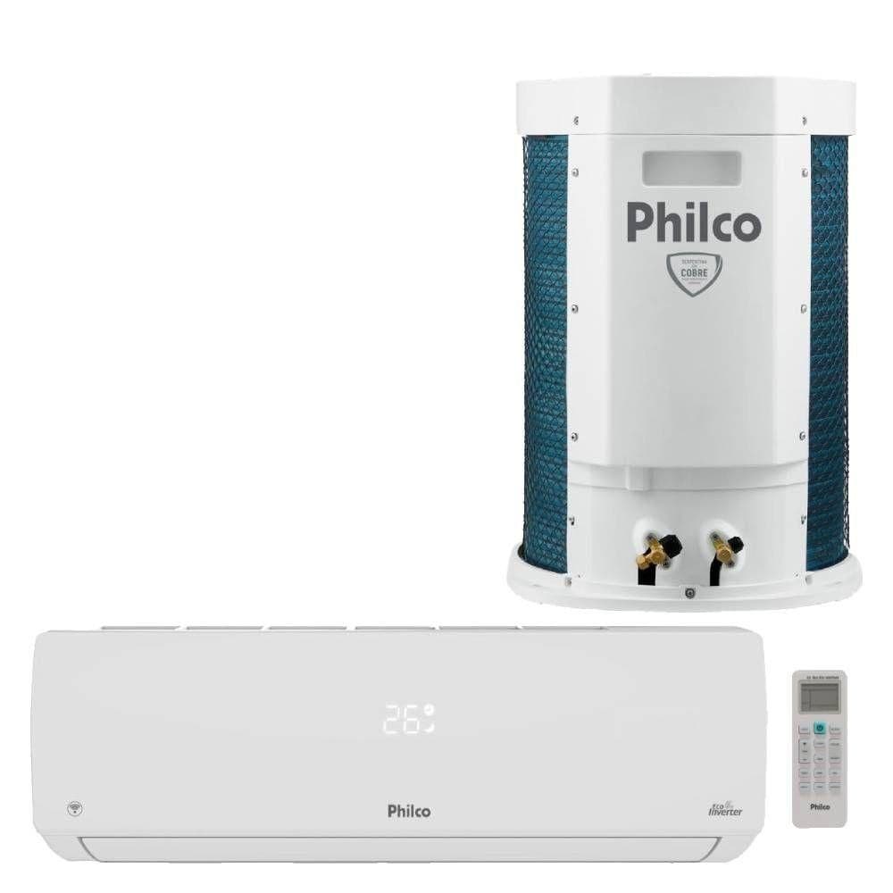 Ar condicionado split Philco 24000 BTUS Frio Inverter 220V PAC24000IFM15 com evaporador branco e condensador azul
