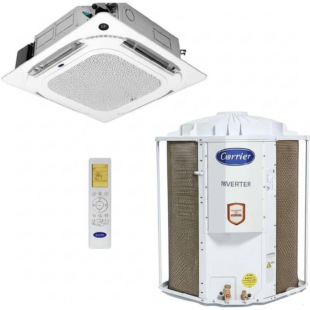 Ar Condicionado Split Inverter Cassete Carrier 4 Vias 36000 Btu Quente e Frio 220V com Controle Remoto
