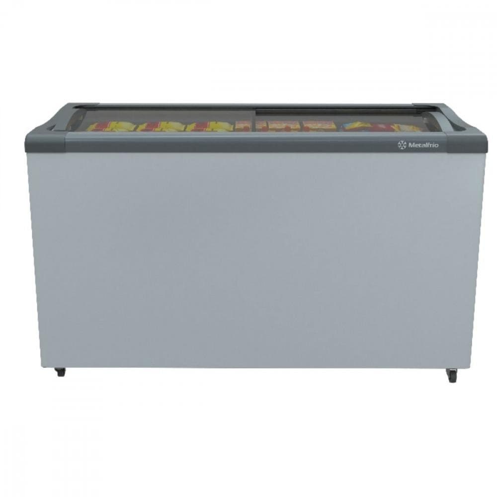 Freezer horizontal MetalFrio 399 litros NF40 branco com porta transparente e rodas