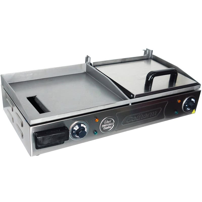 Chapa Lanches Elétrica Grill com Prensa 70X30 2000W Cozinha Cotherm Profissional Industrial Inox