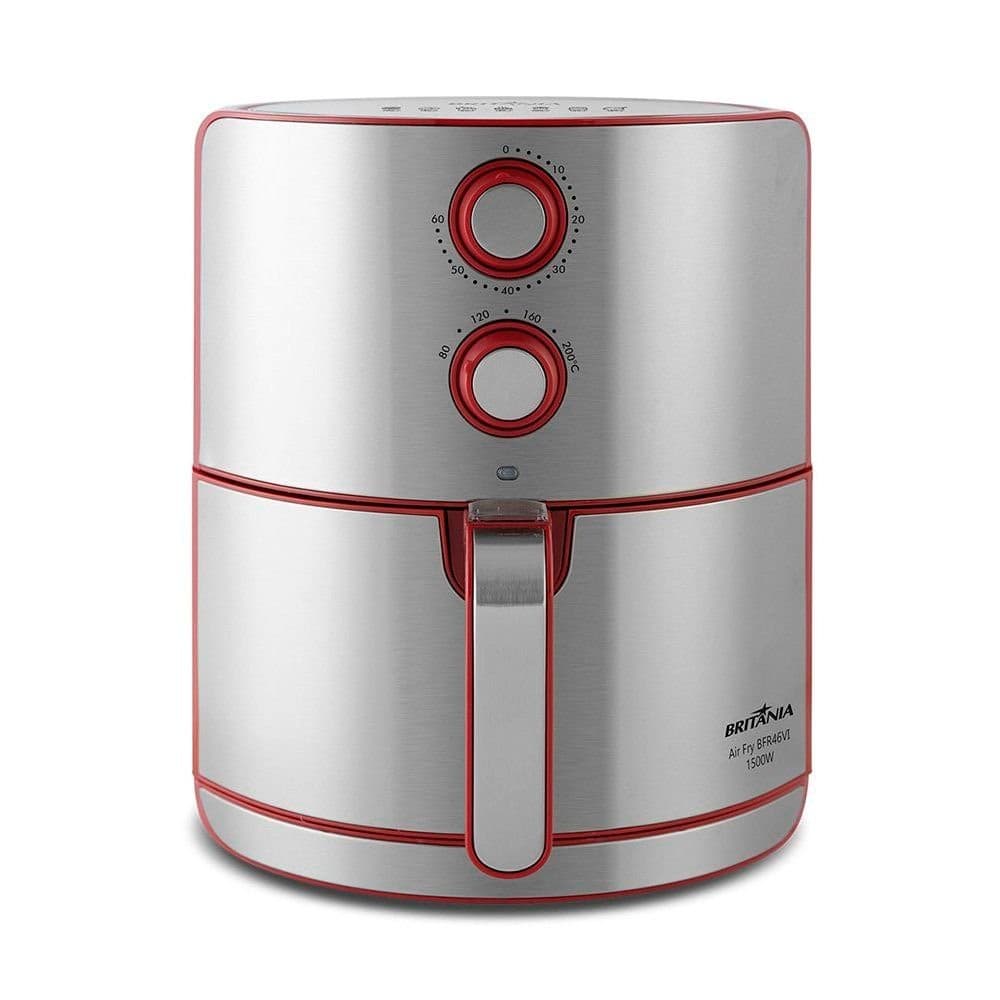 Fritadeira Elétrica Britânia Air Fryer 4,6L Vermelha Inox - Modelo BFR46VI