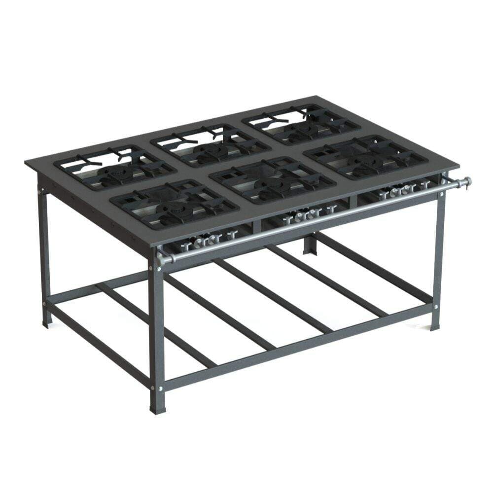 Fogão industrial inox 6 bocas baixa pressão JS Martins