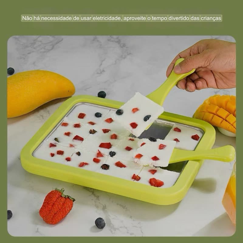 Máquina de gelo frito, máquina de iogurte frito doméstico, sem plug-in, bandeja de gelo frito diy para crianças, presente pequeno de máquina de sorvete