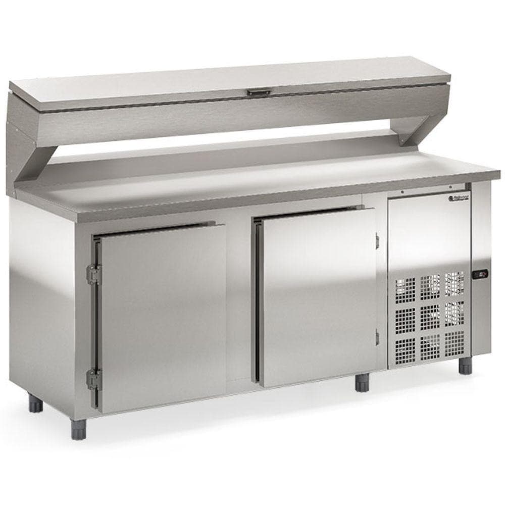Balcão refrigerado com duas portas em aço inoxidável, 220v, Gelopar
