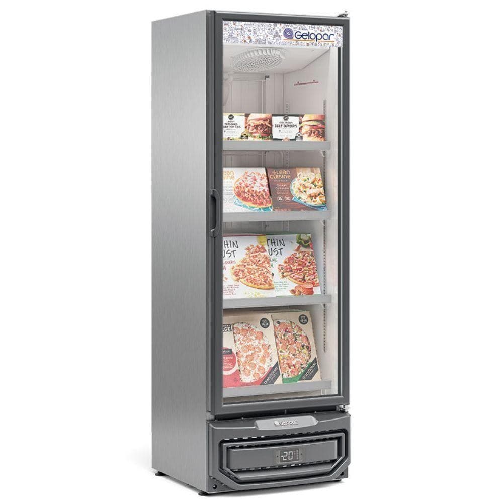 Freezer expositor vertical 1 porta de vidro Gelopar 445 litros inox 220v