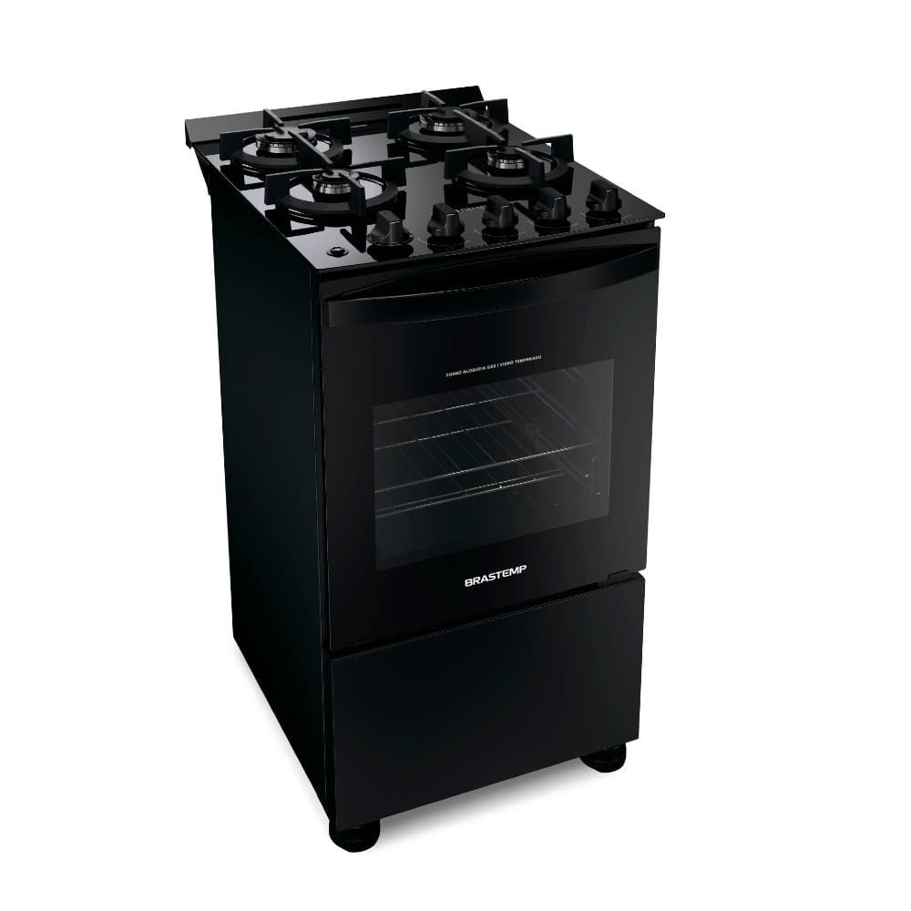 Fogão 4 Bocas Brastemp BFO4VAE Automático Preto com Vidro