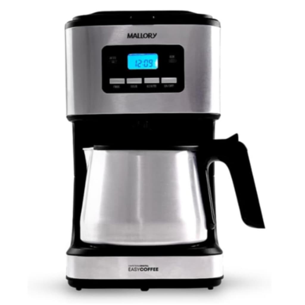 Cafeteira elétrica programável Mallory Easy Coffee, 1,5 litros, preto e inox, com display digital e controle de tempo