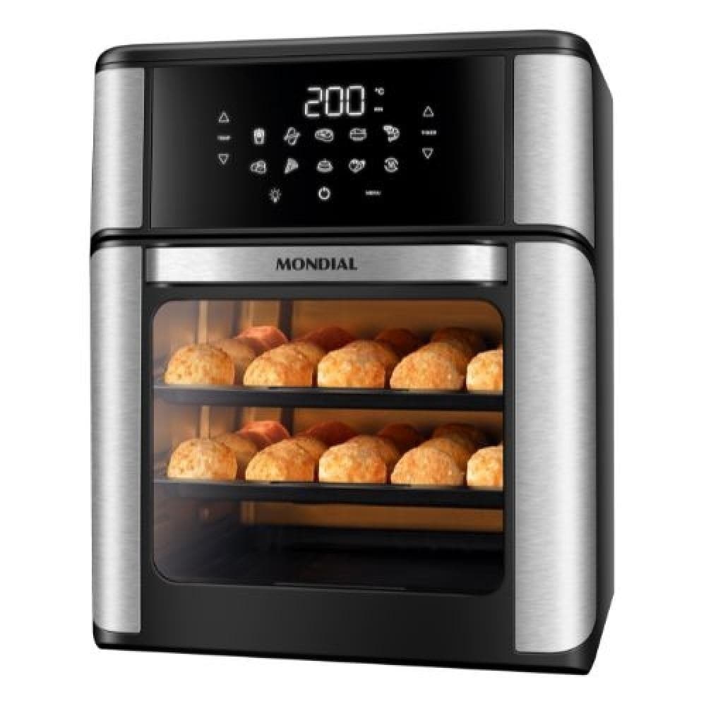Fritadeira elétrica sem óleo Mondial AFO/AFON-12L-BI com timer e pães dentro