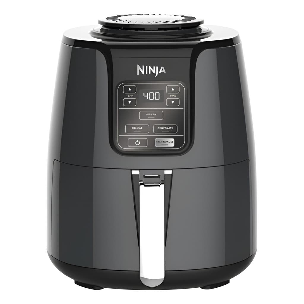 Fritadeira Ninja Af100 4 Litros 110v preta, com tela digital e controles, em fundo branco