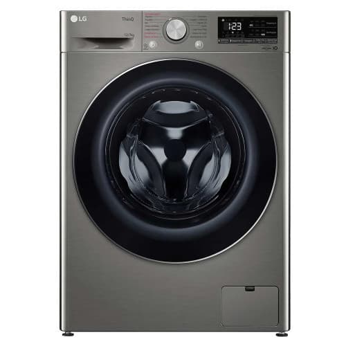 Máquina de lavar e secar roupa LG VC4 12kg com inteligência artificial, cinza e preto